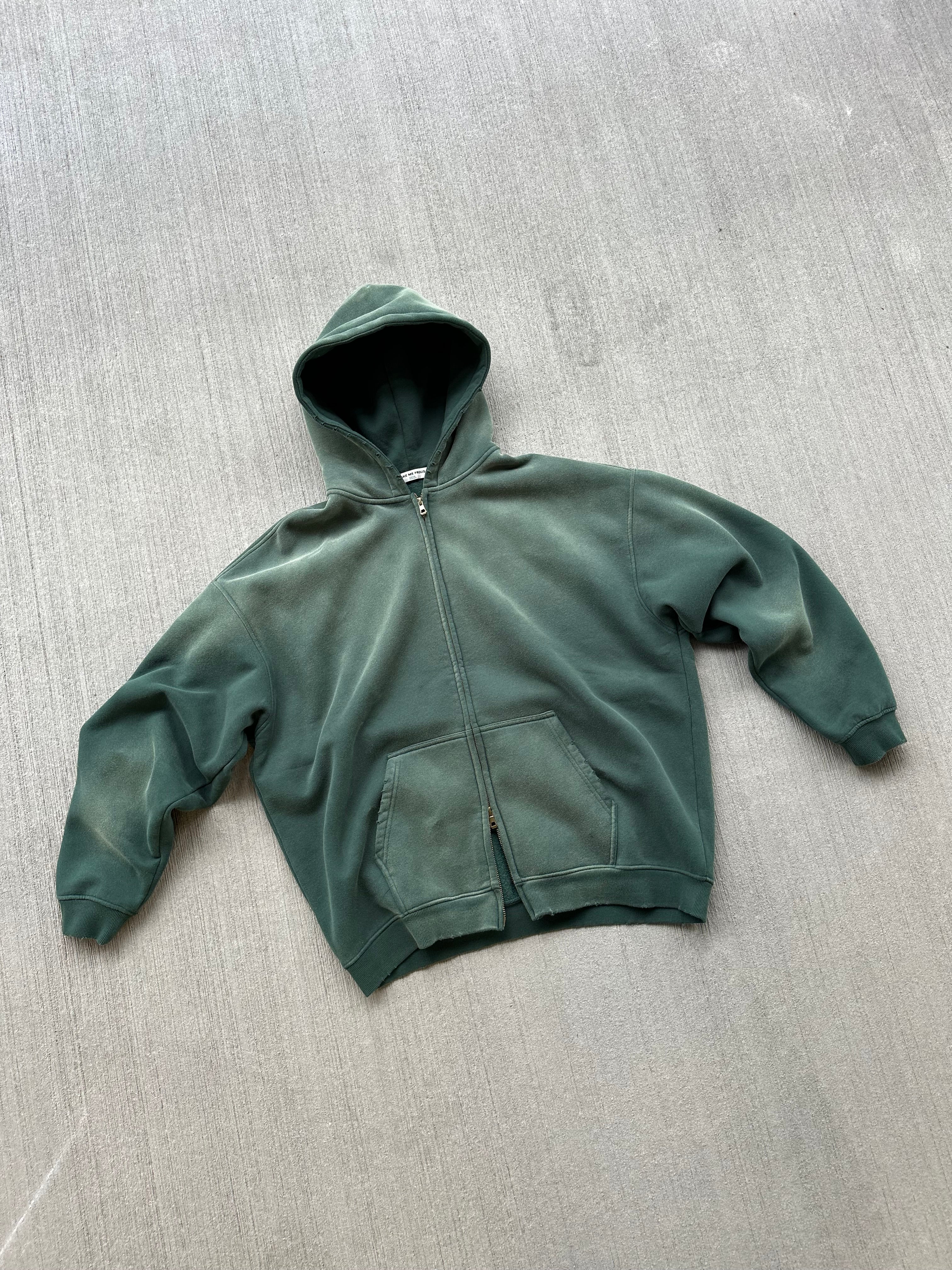 VINTAGE STRIP ZIP HOODIE GREEN