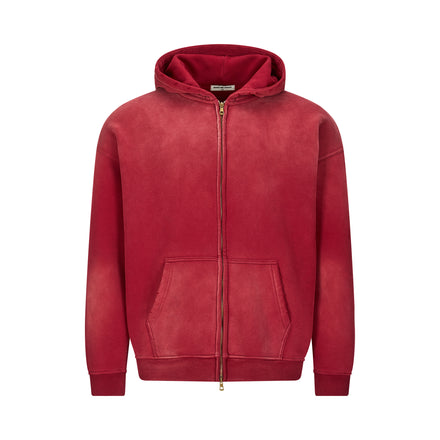 VINTAGE STRIP ZIP HOODIE RED